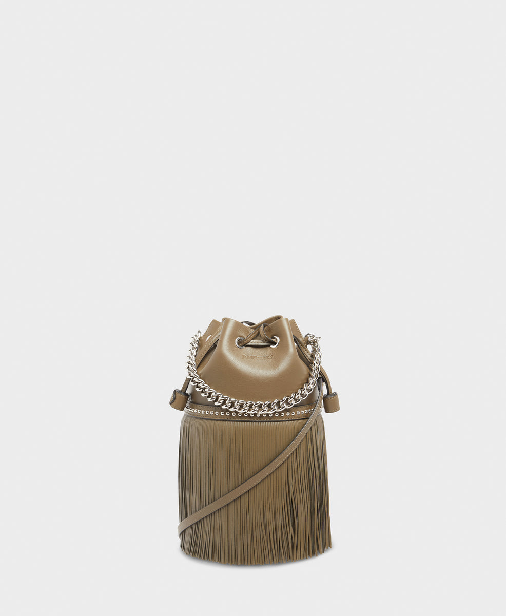 Designer Dark Olive Medium Fringe Carnival Bag | J&M Davidson