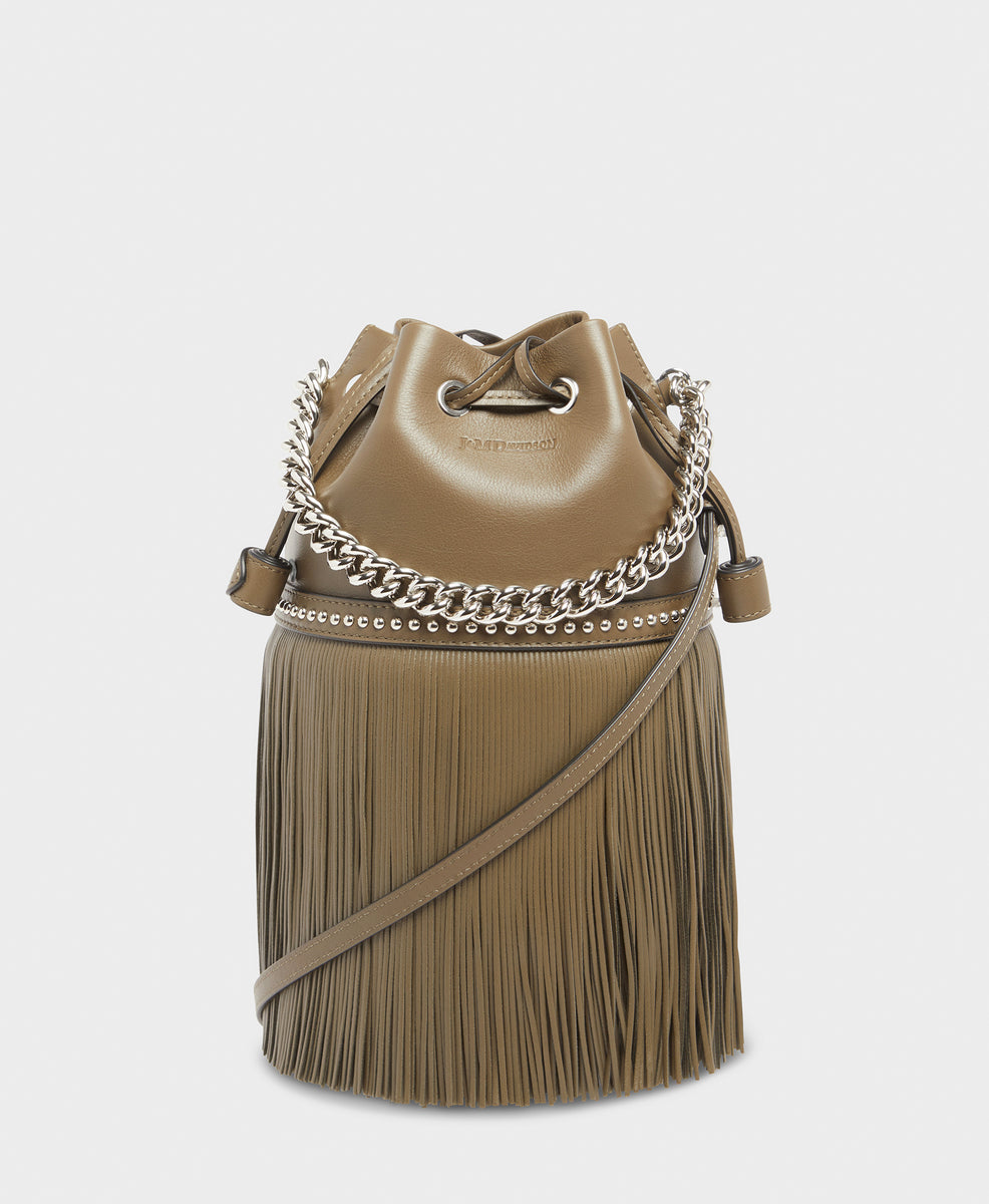 Designer Dark Olive Medium Fringe Carnival Bag | J&M Davidson