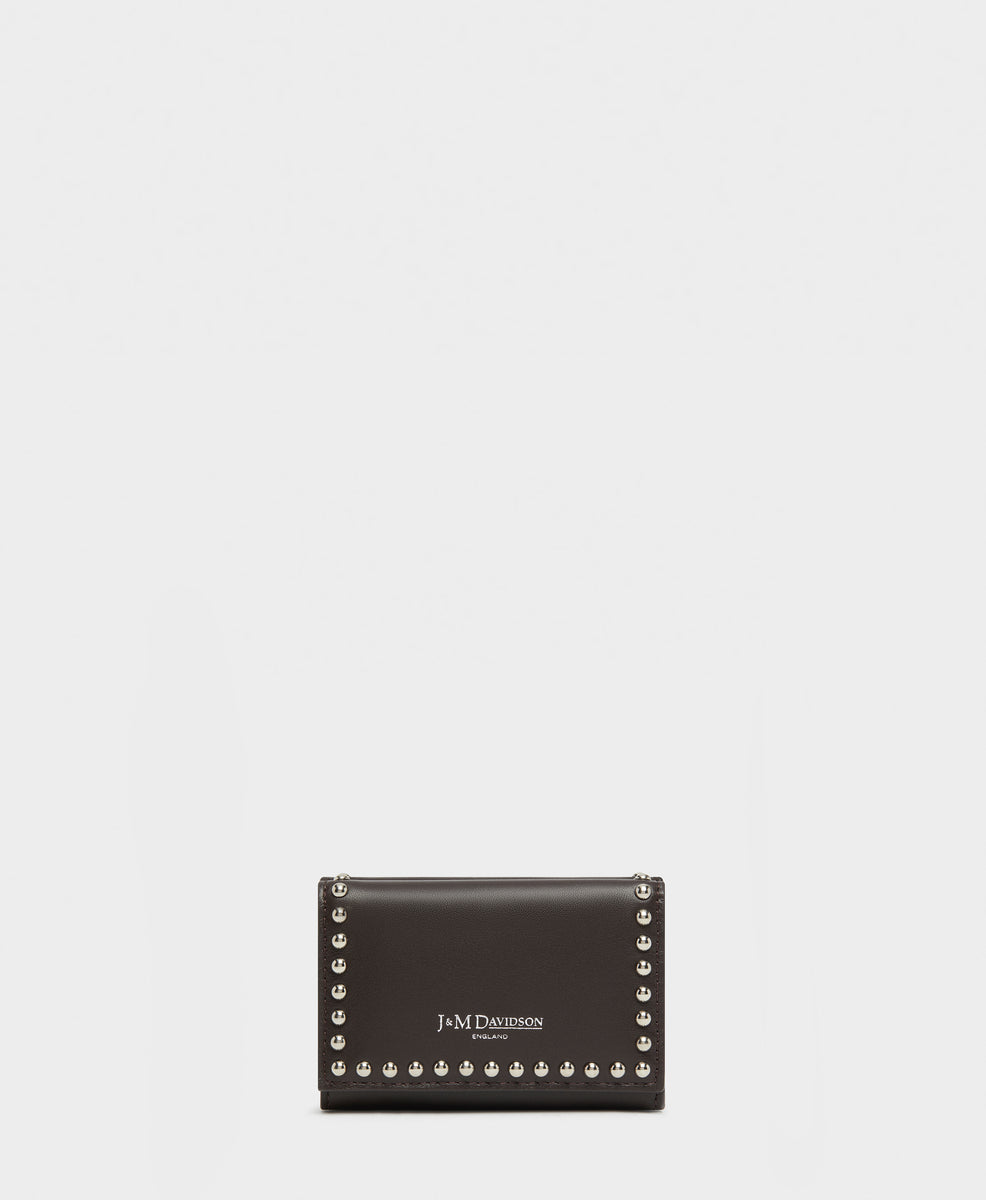 Designer Chocolate Fold Wallet with Studs | J&M Davidson