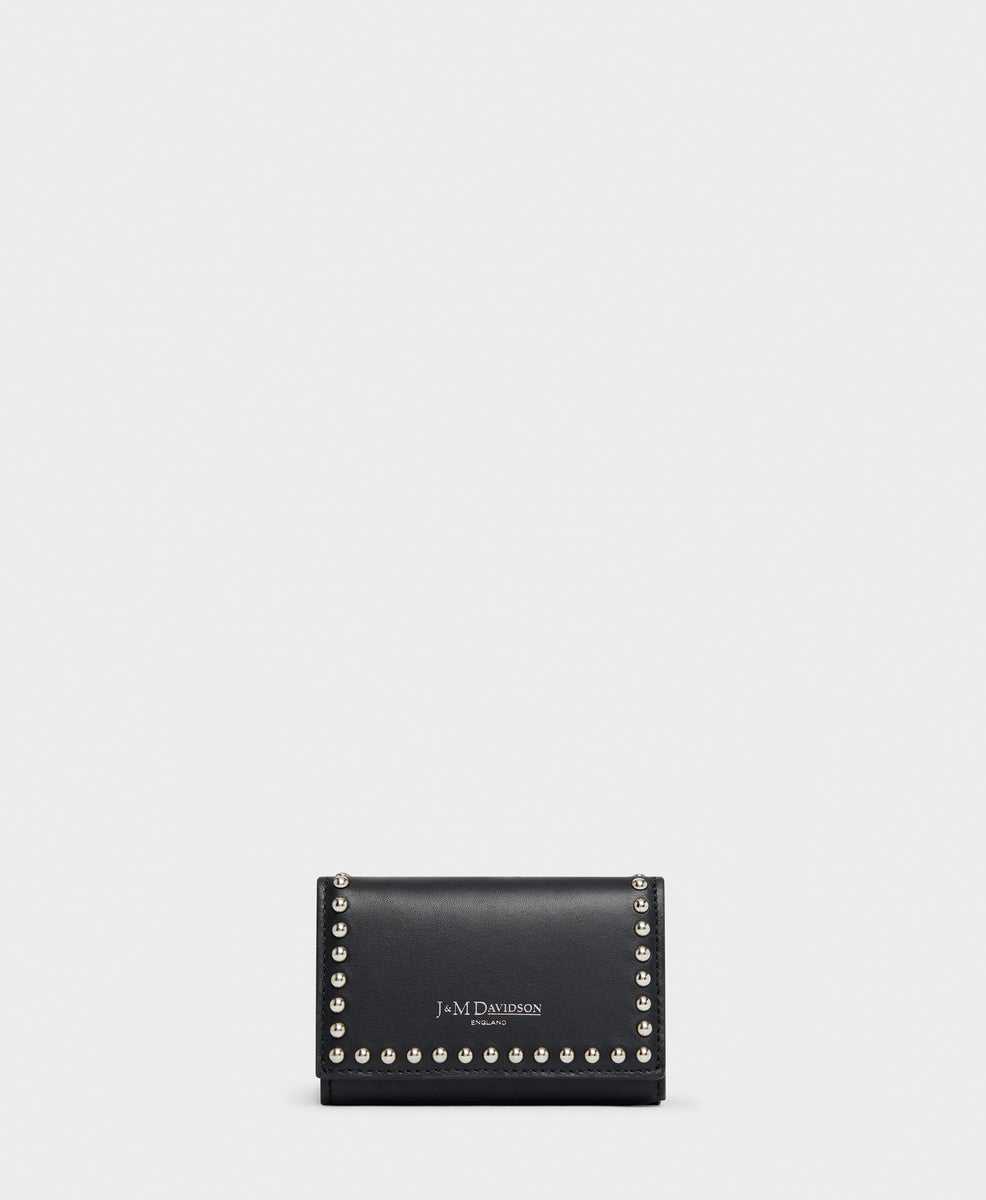 Designer Black Fold Wallet with studs | J&M Davidson