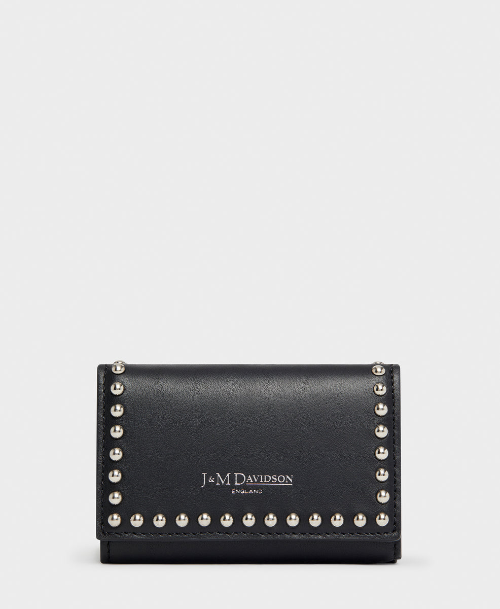 Designer Black Fold Wallet with studs | J&M Davidson