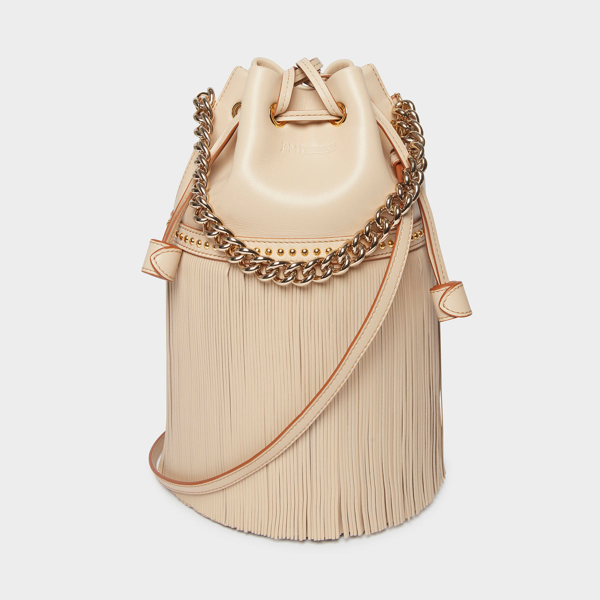 Designer Stone Beige Medium Fringe Carnival Bag | J&M Davidson