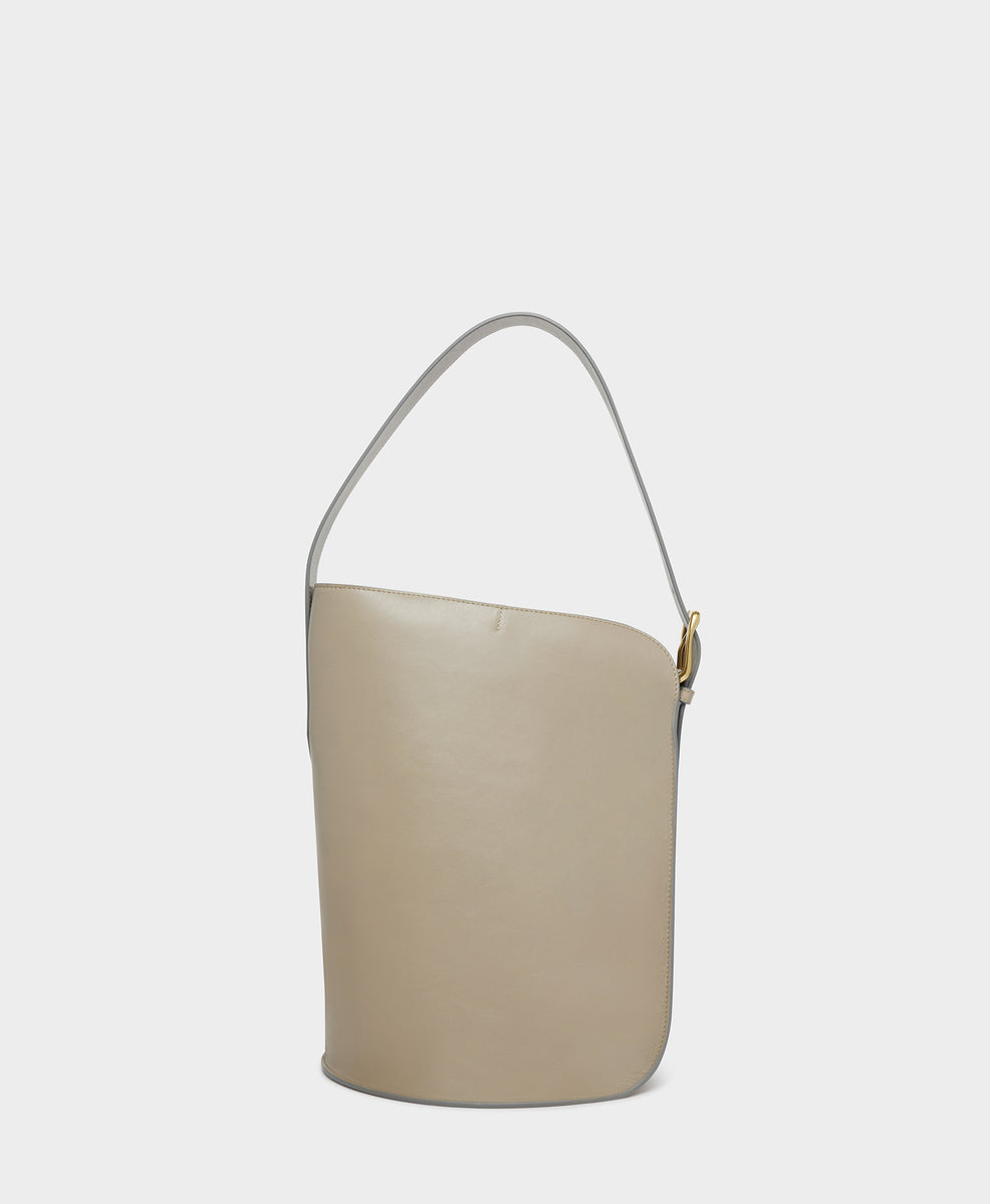 Designer Warm Taupe Quiver Bucket Bag