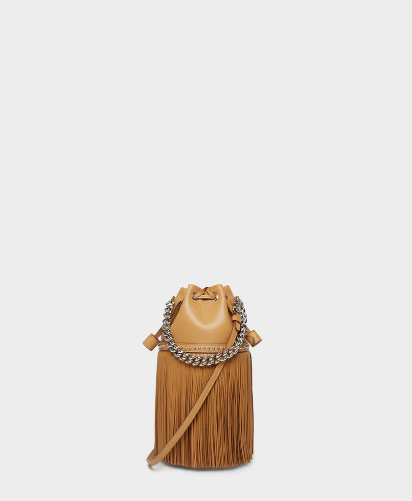 Designer Caramel Mini Fringe Carnival With Studs Bag | J&M