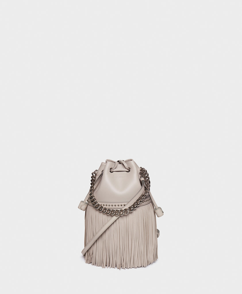 Designer Light Grey Medium Fringe Carnival Bag | J&M Davidson