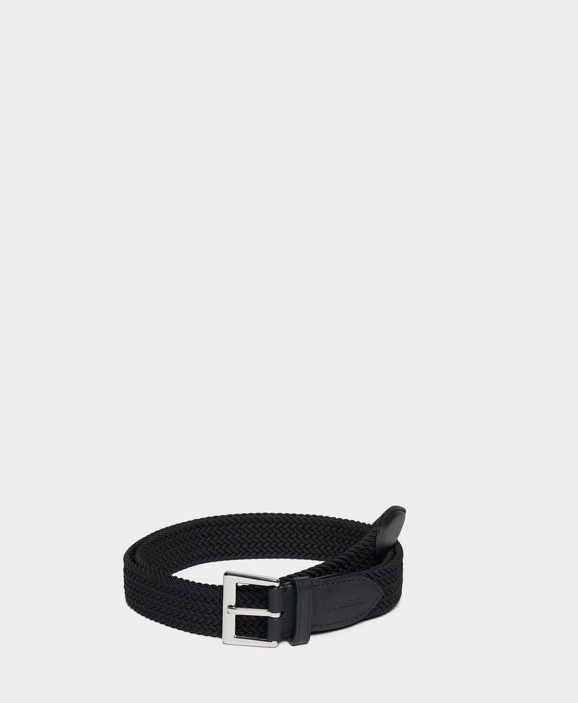 Designer Black 3cm Woven Belt | J&M Davidson