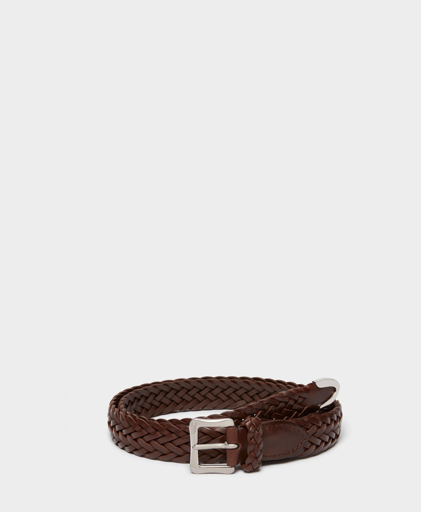 Anderson's - 2.5cm Woven Leather Belt - Brown Anderson's