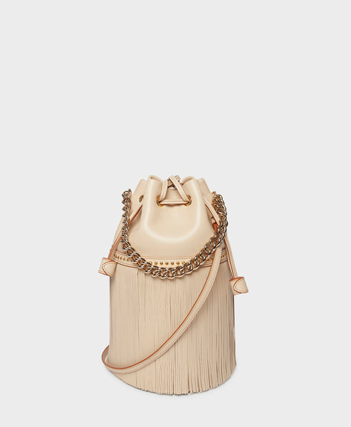 Designer Stone Beige Medium Fringe Carnival Bag | J&M Davidson