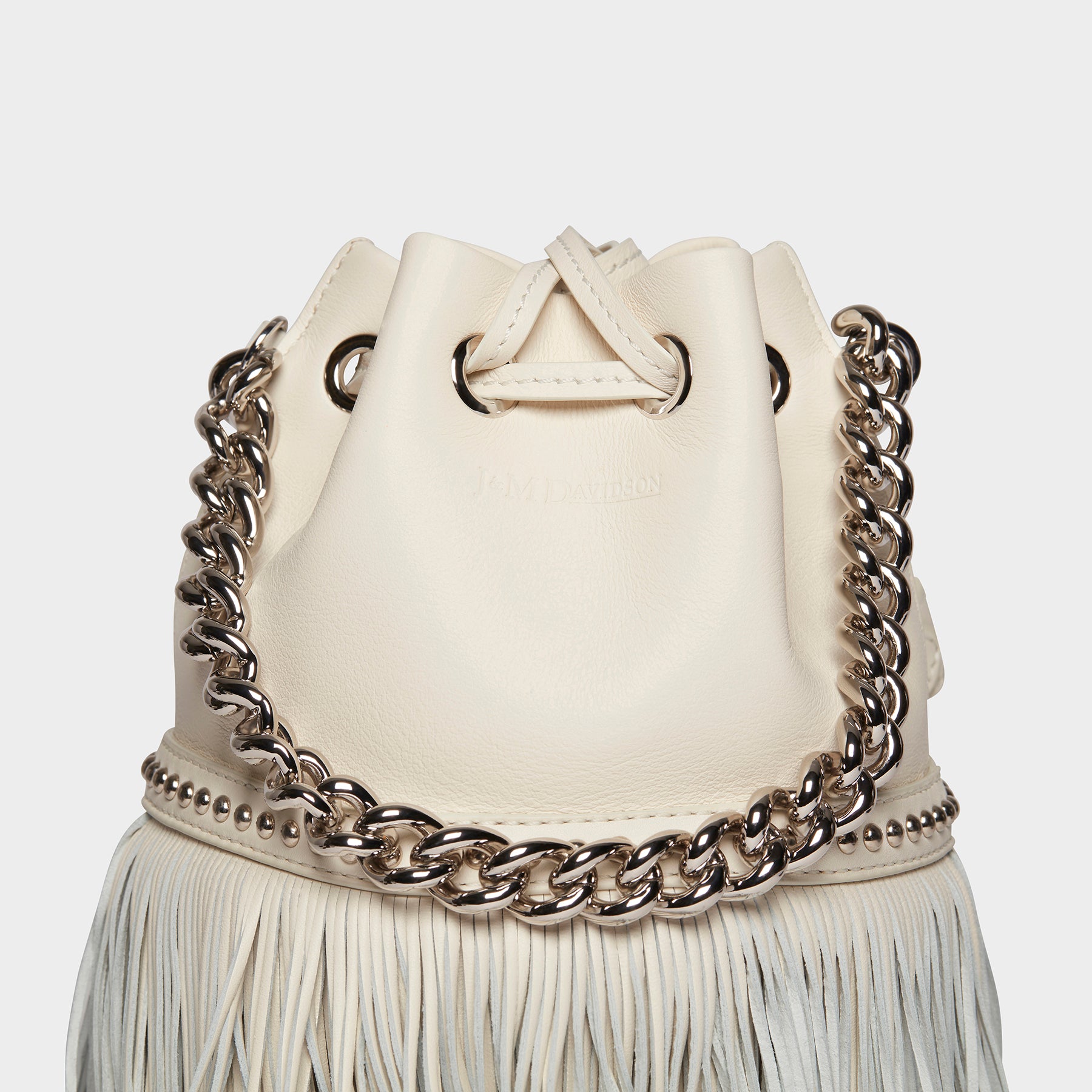 Designer New White Mini Fringe Carnival Bag | J&M Davidson